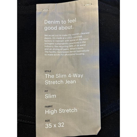 Everlane The Slim 4-Way Stretch Organic Jean | Uniform Black 35x32 - Picture 6 of 6